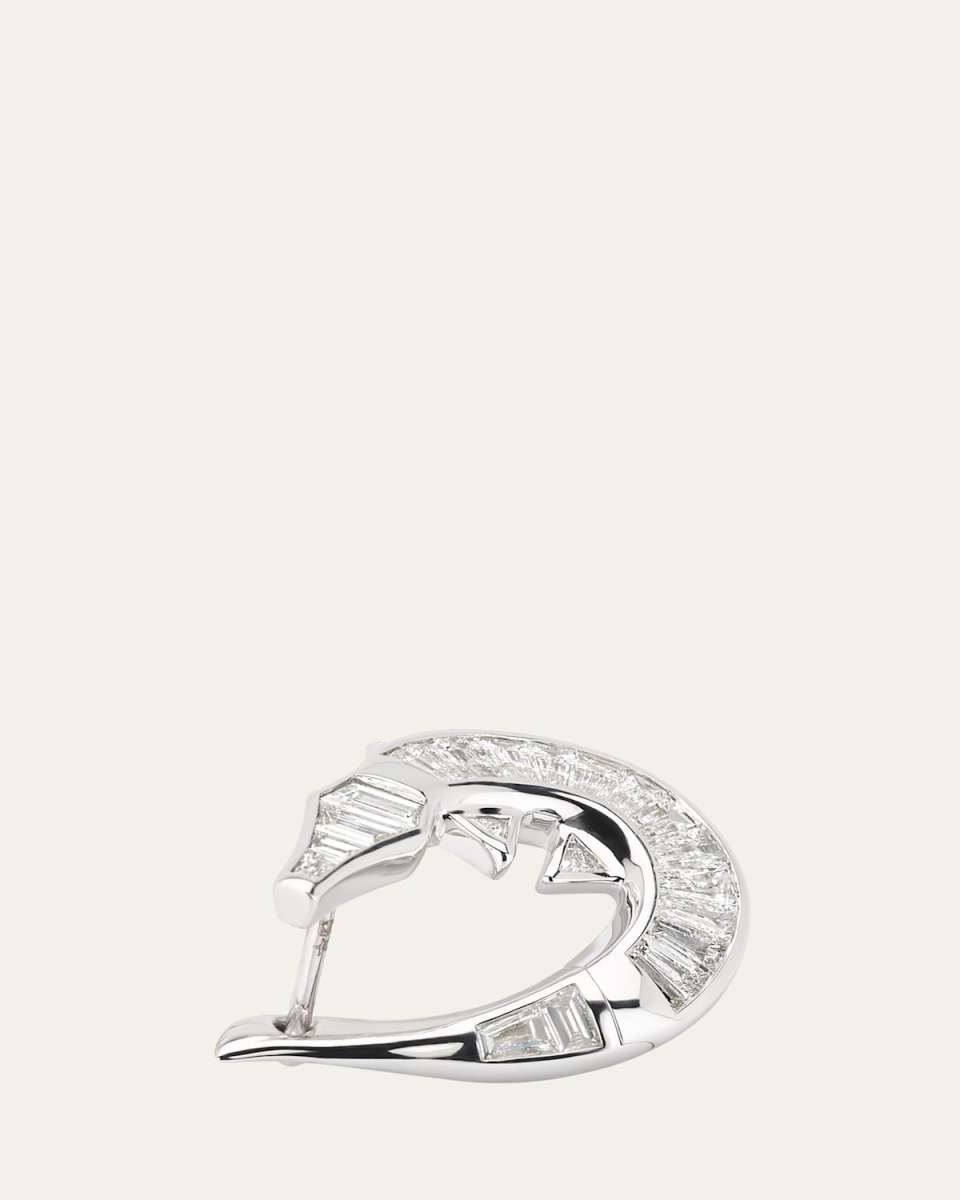 18K White Gold Diamond Alligator Twist Single Earring, Right